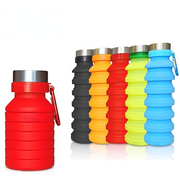 Retractable Silicone Bottle Folding Water Bottle Portable Outdoor Travel Drinking Cup with Carabiner Collapsible Cup