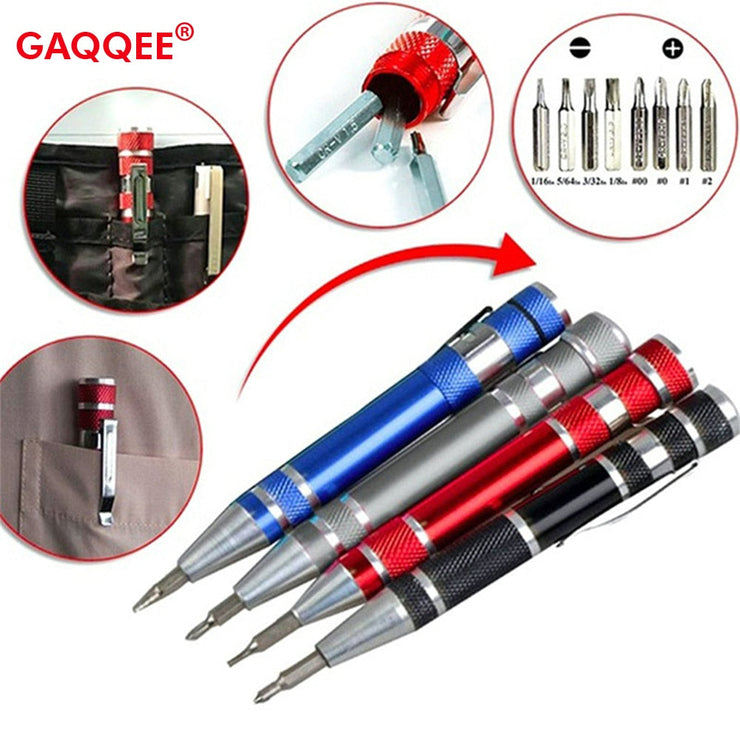 Multifunction 8 In 1 Pocket Precision Screwdriver Alu minimum Pen