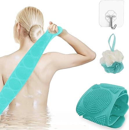 Dual-Side Silicone Body Scrubber with Handle