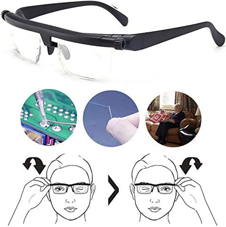 Adjustable Focus Glasses Dial Vision Near and Far Sight