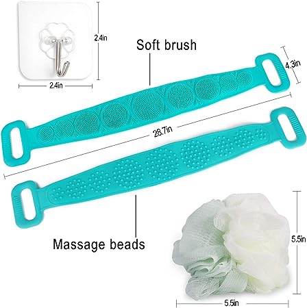 Dual-Side Silicone Body Scrubber with Handle