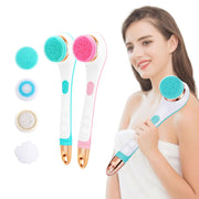 4 In 1 Long Handle Electric Silicone Soft Cleaning Bath Scrubber Body Bath Brush Set